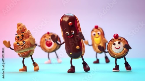 Animated pastries dancing