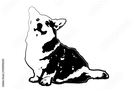 Сute сorgi dog - black vector animal illustration