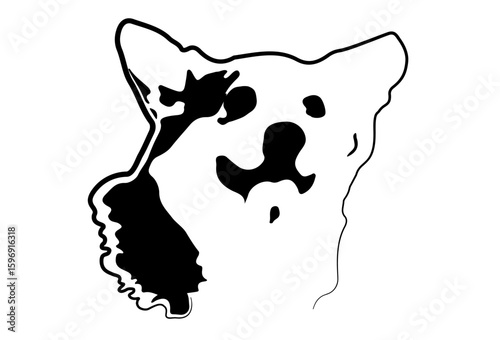 Сute сorgi dog - black vector animal illustration