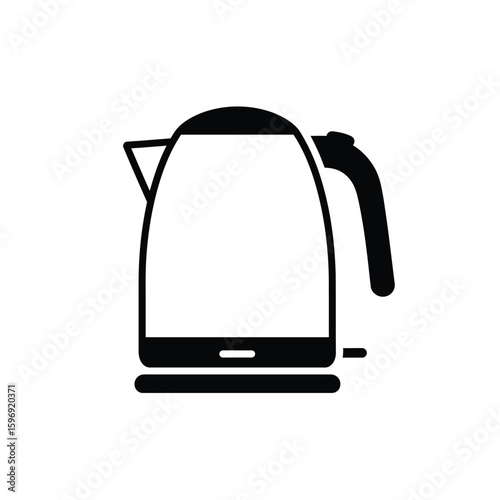 Modern electric kettle icon in black and white design for kitchen appliances and beverage preparation needs vector illustration