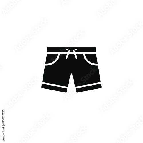 Black silhouette icon of swim trunks or shorts perfect for summer fashion designs and active lifestyle content promotion