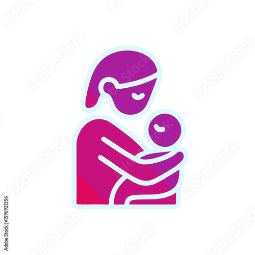 Breastfeeding icon: mother and baby, lactation, newborn care, maternal health