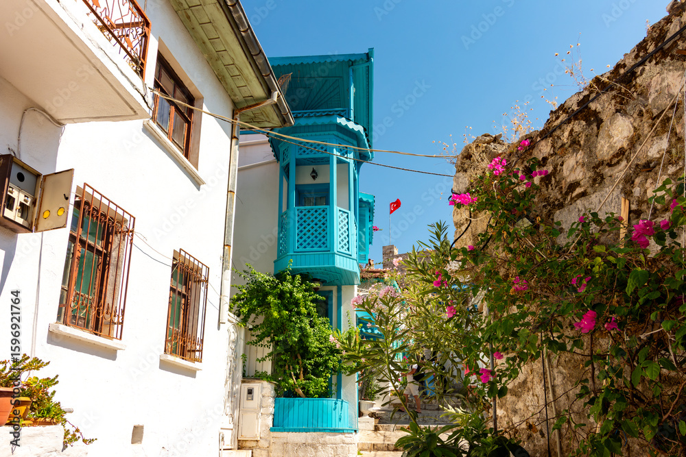 Fototapeta premium Old town street leading to Marmaris castle in Turkey