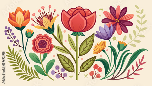 This flower simple icon collection presents elegant botanical forms in a refined vector illustration. Isolated on white background, each icon offers clean lines and subtle semi-realistic floral style.