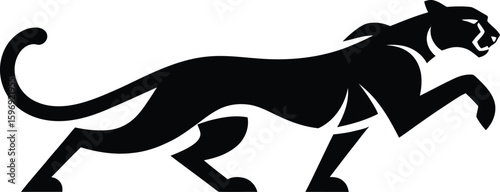 Black panther logo design vector illustration silhouette template jaguar animal mascot 
