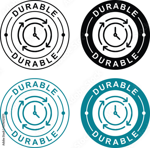 Durable Label Badge – Long Lasting, Strong, Tough Sticker Icon for Packaging or Product Design