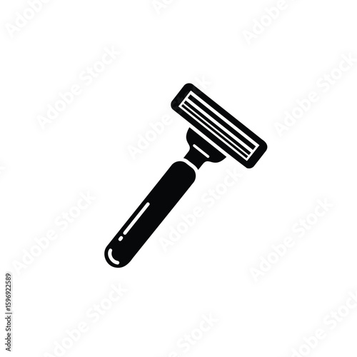 Black and White Razor Icon Illustrating Personal Grooming and Hygiene with a Clean Minimalist Aesthetic Ideal for Healthcare Product Promotion