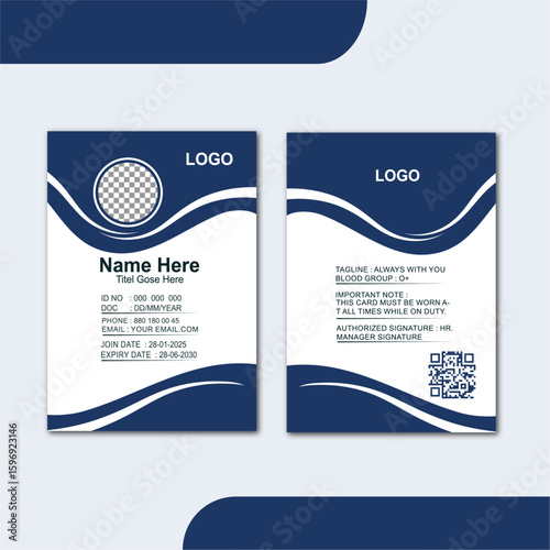 Modern and simple business office ID card. Corporate company employee identity card template.