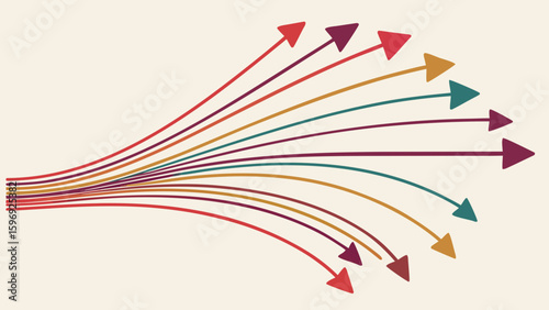 curved colorful arrows radiating outward fan pattern flow design infographic elements 