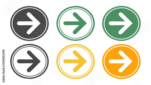 circular arrow icons colored backgrounds navigation buttons ui design elements isolated on white background.