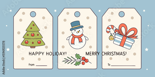 christmas gift tags set snowman tree 2024 holiday decorations cute festive wrapping accessories
