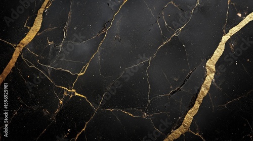 Black and Gold Marble Texture Pattern, Elegant Abstract Stone Surface Background for Luxury Design and Interior Decor