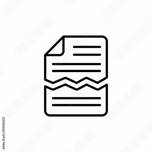 crashed file tear icon sign vector