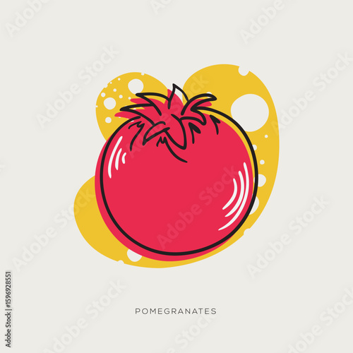 Pomegranates, freehand-style drawing in Doodle style.