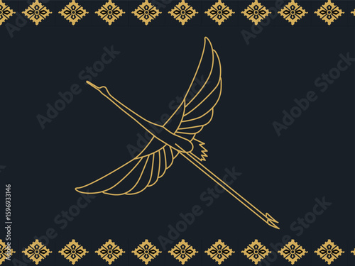 Japanese Hanabshi pattern and Crane