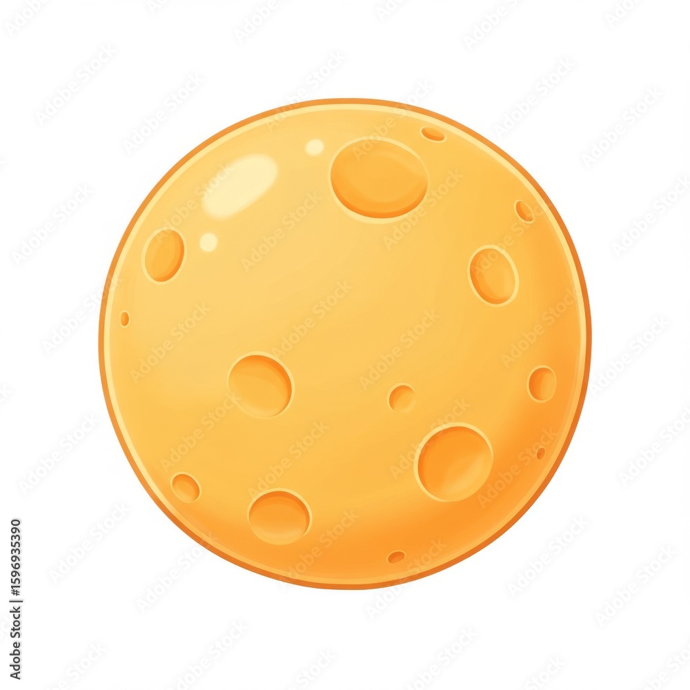 Round Yellow Cheese Moon Illustration Round Yellow Cheese Moon Illustration