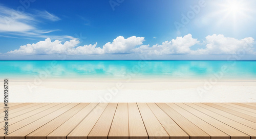 Serene Tropical Beach Views from a Wooden Deck
