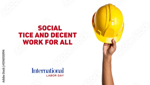 International labor day decent work social justice safety hard hat celebration