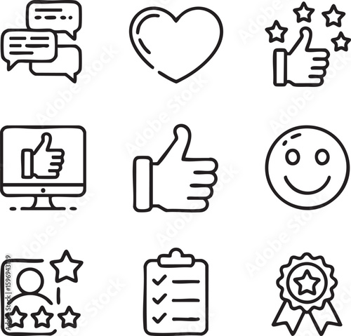 Positive Feedback Icons  Heart, Thumbs Up, Stars, and More