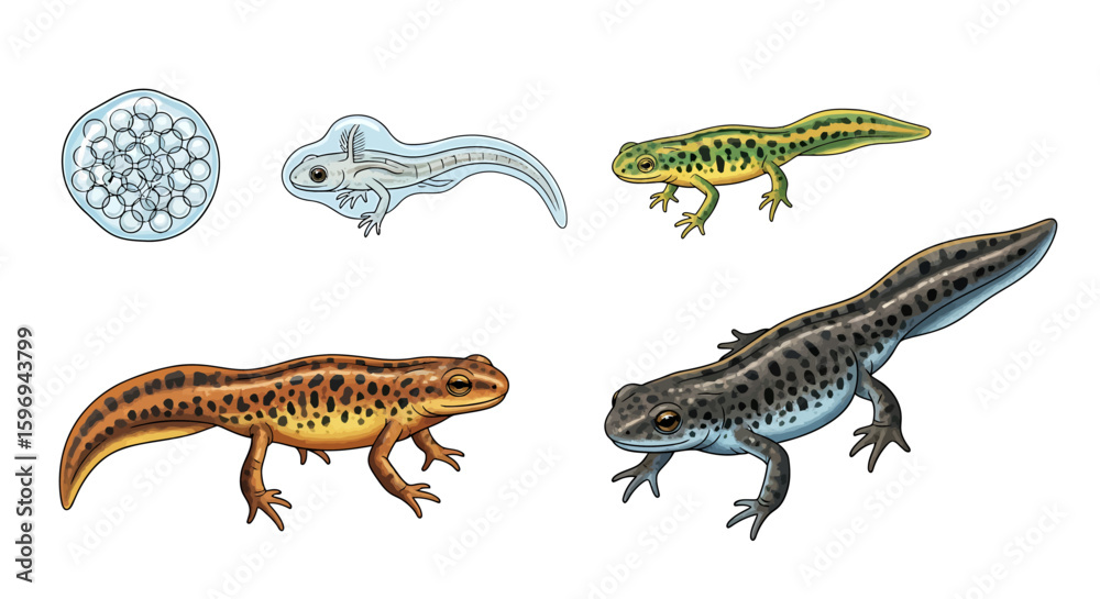 Naklejka premium Newt Life Cycle Illustration
