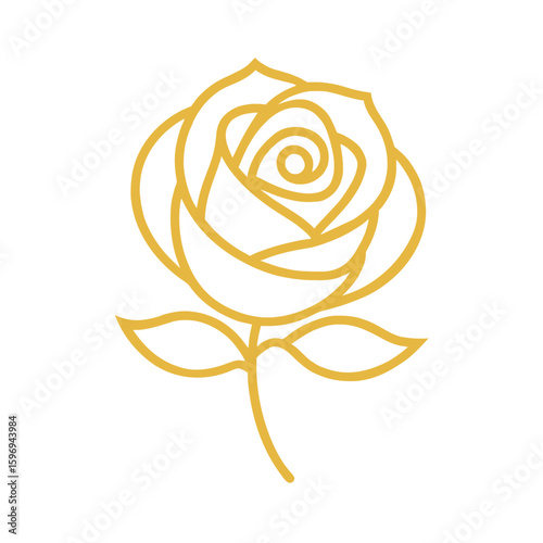 gold glitter rose outline illustration.