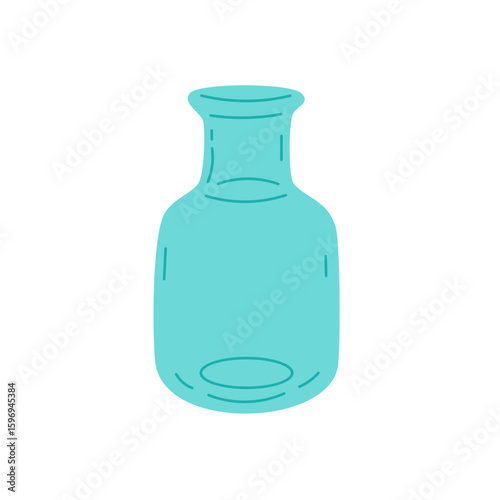 Simple translucent blue glass vase with narrow neck and soft curves on white background