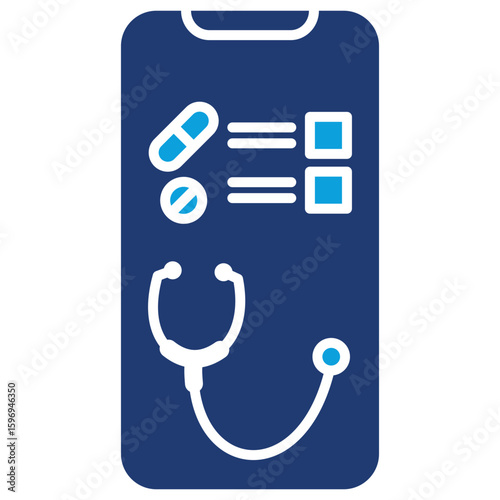 Digital Therapeutics Flat Blue Icon Vector Illustration