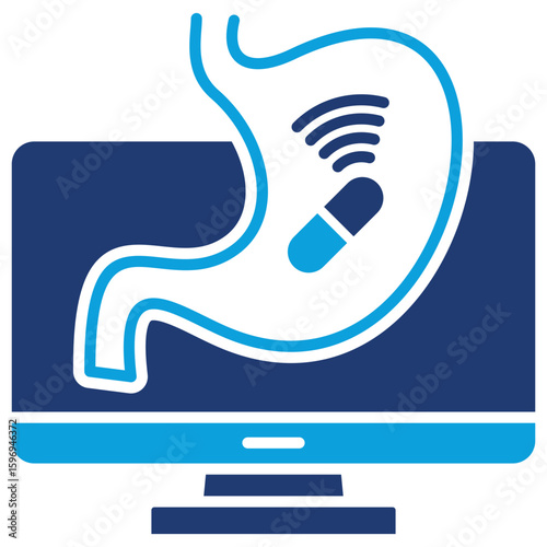 Capsule Endoscopy Flat Blue Icon Vector Illustration