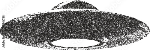 Alien retro y2k stipple design ufo halftone brutalist urban vector png with clear background, extraterrestrial 2000s photocopy grunge tattoo gen z effect