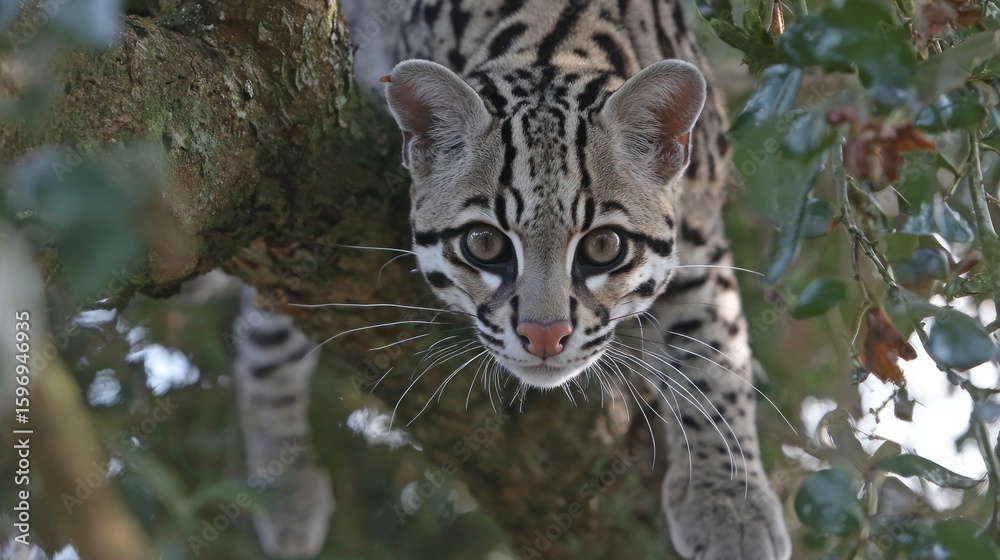 Fototapeta premium Wild cat in a tree