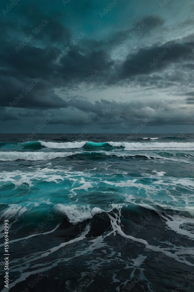 Fototapeta premium stormy sky over the sea sur summer
