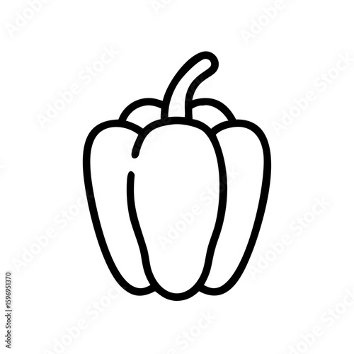 Simple graphic representation of a bell pepper with a thick outline on a white background design element