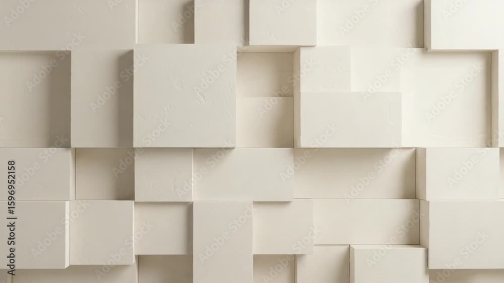 Abstract geometric background of white cubes in various sizes and arrangements Abstract geometric background of white cubes in various sizes and arrangements