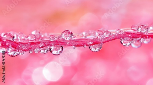 Close-up of Bubbles on a Pink Background with Blurred Elements