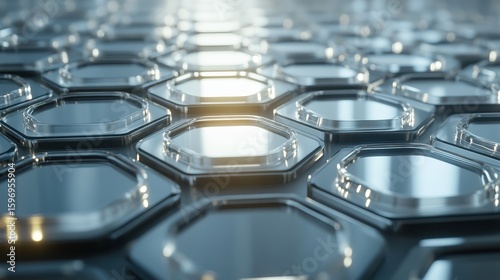 Glossy Hexagonal Tiles with Bright Reflections on Modern Surface