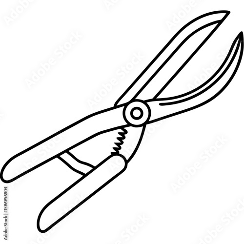 Illustrative drawing of grass cutter for garden maintenance. This grass cutter is a common gardening tool for precision trimming. Simple grass cutter illustration is ideal for educational materials,