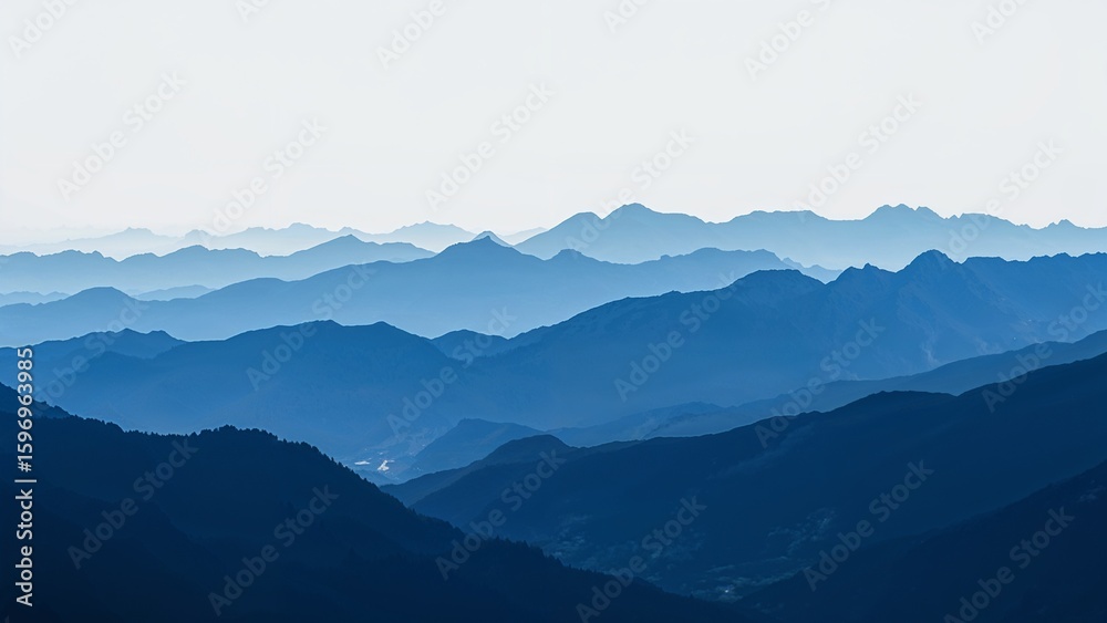 Fototapeta premium Serene abstract mountain ranges in blue