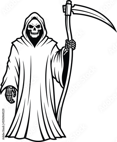 Grim Reaper holding scythe death skeleton
