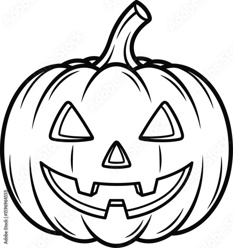 Grinning carved pumpkin face halloween jackolantern