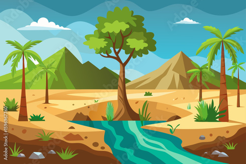 Forest To Desert Split Scene Showing Soil Erosion