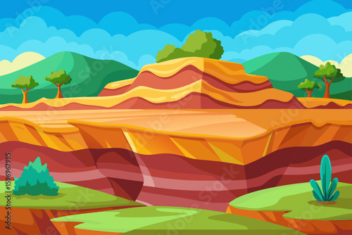 Layered Terrain Scene Showing Soil Erosion No Watermark