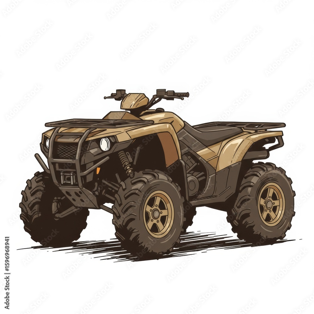 Fototapeta premium Tan ATV on Brown Background