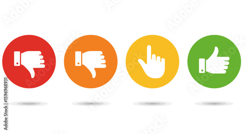 Visual Representation of Customer Feedback and Engagement Metrics Using Colorful Icons Illustrating Different Levels of Satisfaction and Opinion