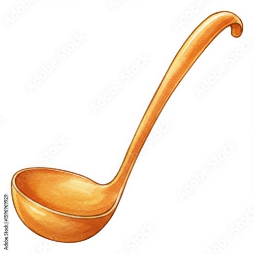 Orange Ladle Illustration on White Background