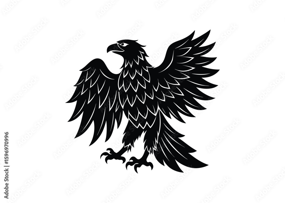 Obraz premium Eagle silhouette black vector white background