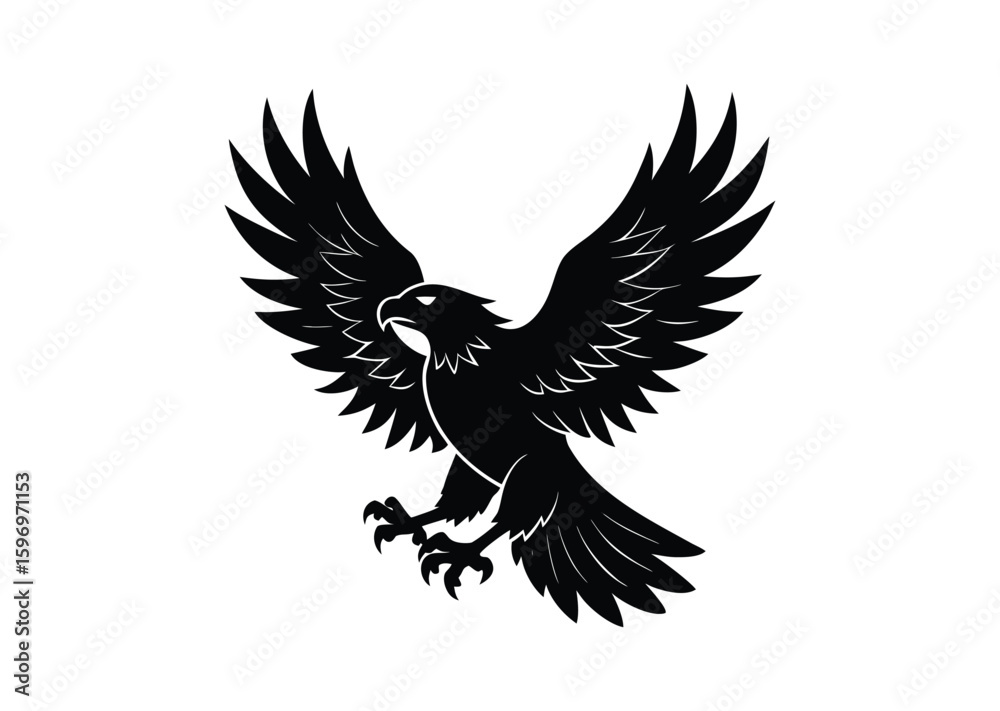 Obraz premium Eagle silhouette black vector white background
