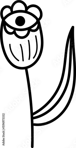Flower with Eye Drawing