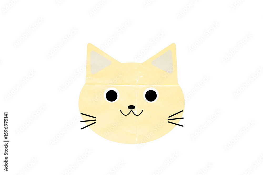 黄色のかわいい猫 折り紙、切り絵調 グラフィック素材 黄色のかわいい猫 折り紙、切り絵調 グラフィック素材