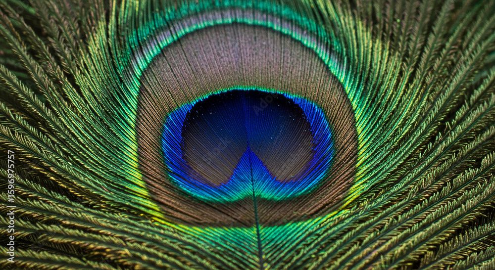 Obraz premium Vibrant and Detailed Macro of a Peacock Feather Eye