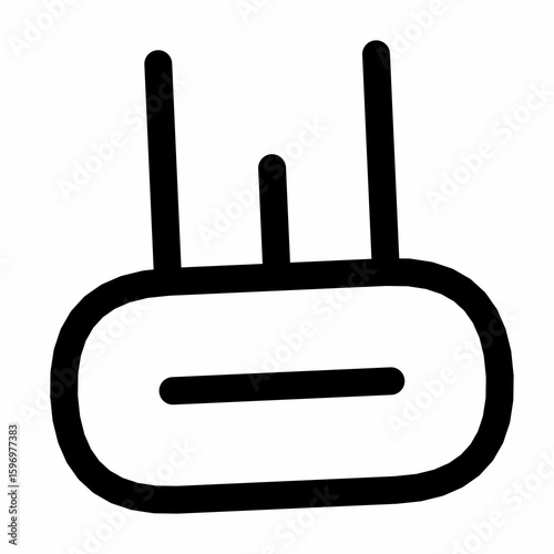 Wireless Router Line Art Icon - WiFi Network Device